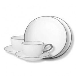 Gmundner Keramik Grauer Rand Tableware set 'Breakfast for two'