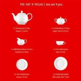 Arzberg Porcelain Form 1382 white Tea Set in red Gift Box 9 pcs