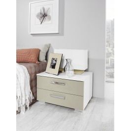 Nachtkommode Alpinweiss / Sandgrau Hochglanz / Chrom Rauch Steffen Calero Weiß Holz Modern