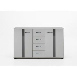 Kommode Alpinweiss/ Hochglanz Grau Wimex Nizza Eiche Modern