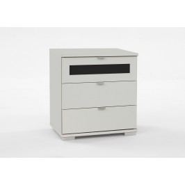 Nachtkommode Alpinweiss/ Glas Schwarz Wimex Box Plus Modern
