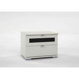 Nachtkommode Alpinweiss/ Glas Schwarz Wimex Box Plus Modern