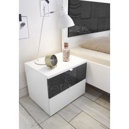 2er-Set Nachtkommode Weiss Matt Mit Siebdruck In Anthrazit Hochglanz Classico Xaos Weiß Holz Modern