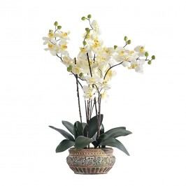 Kunstpflanze Orchideentopf Antik - Textil/Keramik - Weiß/Grün, Pure Day