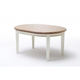 Ess-Tisch Padua rund Ø 120 cm ausziehbar - 159 cm, panna Absetzung sierra mit Einlegeplatte und Zarge