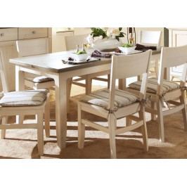Esstisch Provence 140160180 x 85 cm, 140 x 85 cm weiß lasiert Absetzung grau mit 2x Ansteckplatten