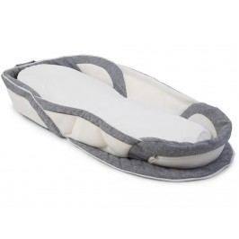 CHILDHOME Babynest Easy Go mit Matratze Weiß Grau CCSFNGW