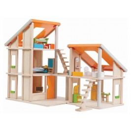 PLAN TOYS PlanToys Puppenhaus Chalet inkl. Möbel Höhe 50cm 4007141