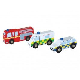 INDIGO JAMM® 3er Set Holz Auto Emergency Vehicles IIJ8023